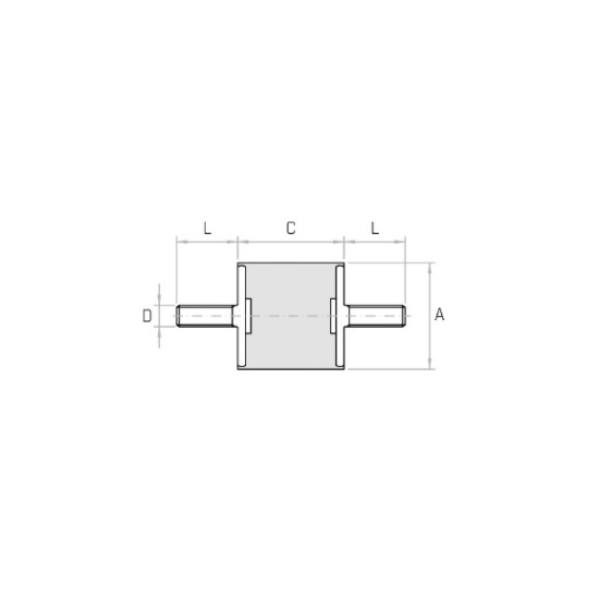 Hengeres rezgéscsillapító, M6x12 külső menettel, 20x10mm, 30kg max. terhelés.