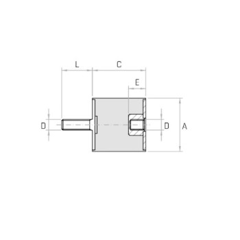 Hengeres rezgéscsillapító, M12 külső-belső menettel, 60x20mm, 225kg terhelés.