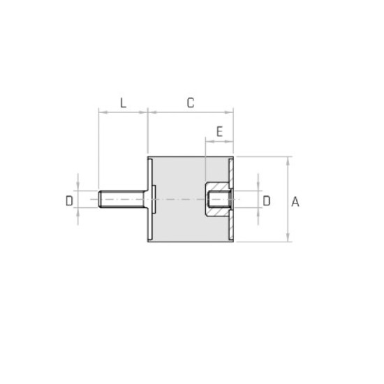 Hengeres rezgéscsillapító, M12 külső-belső menettel, 60x30mm, 225kg terhelés.