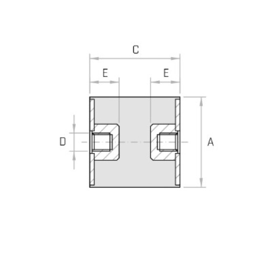 Hengeres rezgéscsillapító, M6 belső menettel mindkét oldalon, 20x20mm, 40kg.