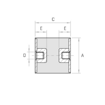 Hengeres rezgéscsillapító, M12 belső menettel mindkét oldalon, 60x60mm, 210kg.