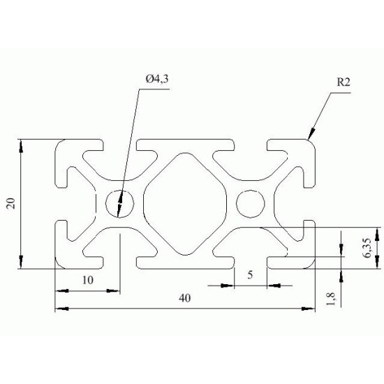 Aluprofil - 40x20