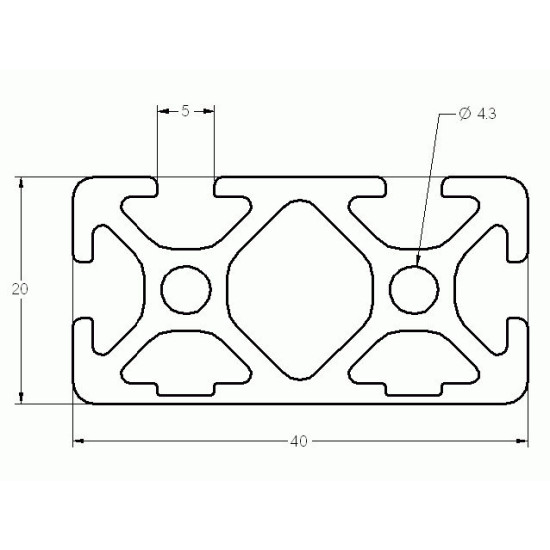 Aluprofil - 40x20 Egy oldalon zárt (40)