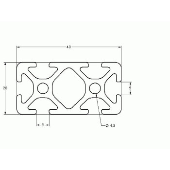 Aluprofil - 40x20 - Fekete