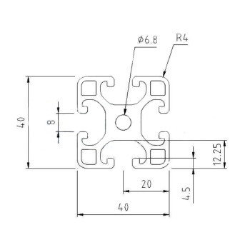 Aluprofil - 40x40 Könnyű