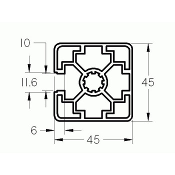 Aluprofil - 45x45 Három oldalon zárt