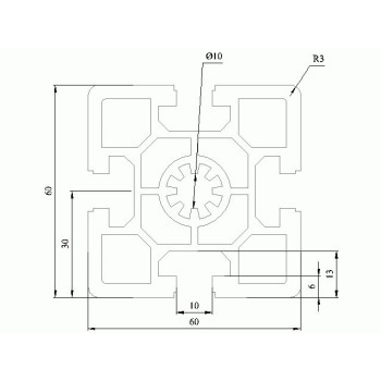 Aluprofil - 60x60 Nehéz