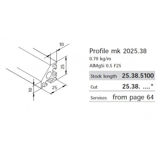 Aluprofil mk 2025.38 - 25x25 - 45