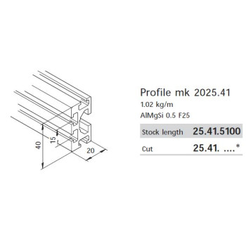 Aluprofil mk 2025.41 - Adapter 40x20