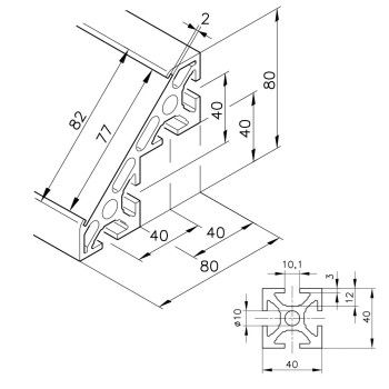 Aluprofil mk 2040.04  - 80x80 - 45