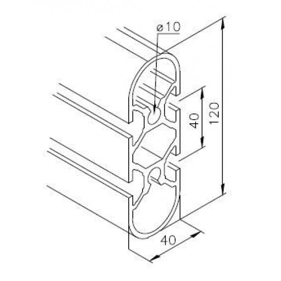 Aluprofil mk 2040.34 - 120x40 Ovális