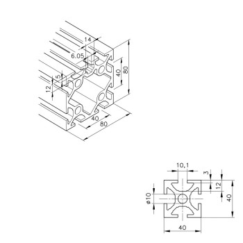 Aluprofil mk 2040.73 - 80x80