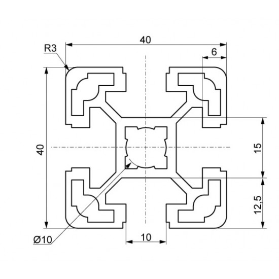 Aluprofil - 40x40 Fekete