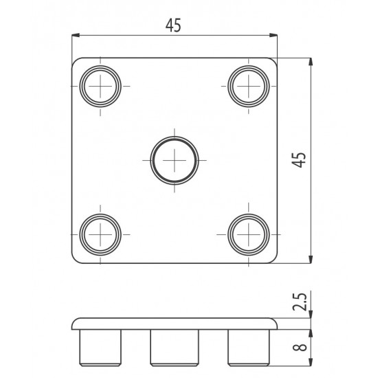 Zárókupak - 45x45 - Szürke -V2