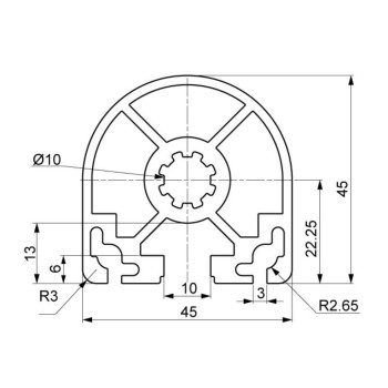 Aluprofil - 45x45-h