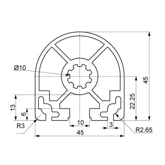 Aluprofil - 45x45-h