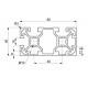 Aluprofil - 80x40 Egy 80-es és egy 40-es oldalon zárt
