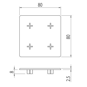 Zárókupak - 80x80 - Fekete - V2