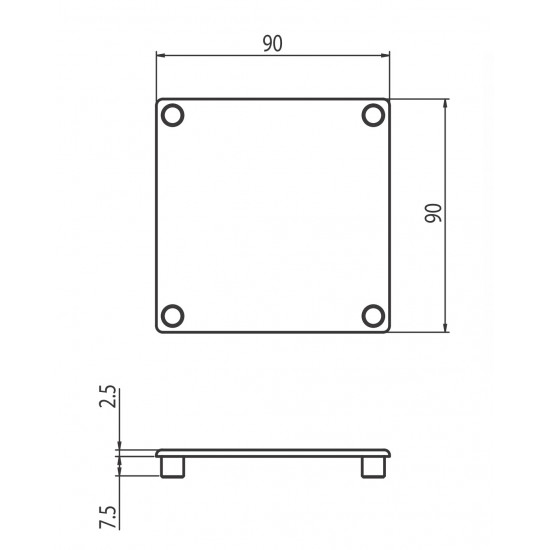 Zárókupak - 90x90 - Fekete - V2