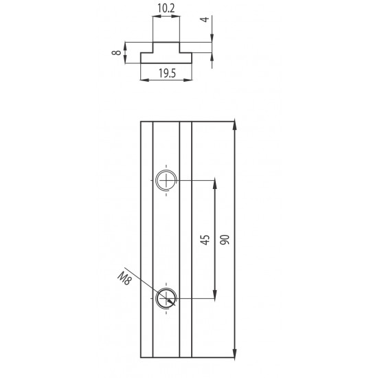 Összekötő elem - m8-L=90mm