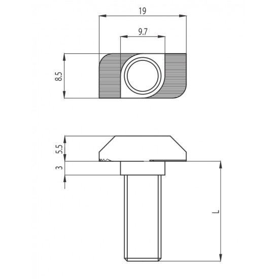 Kalapácsfejű csavar - M8x25 - Rozsdamentes