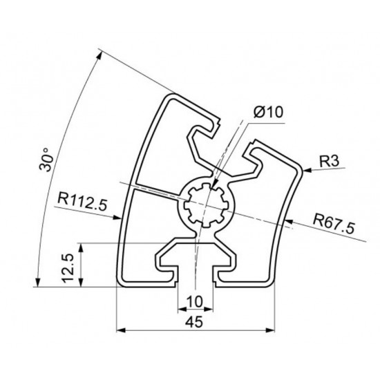 Aluprofil - R45-30°