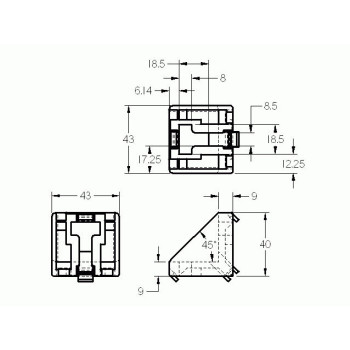 Sarokelem - 45x45 - Alu változat