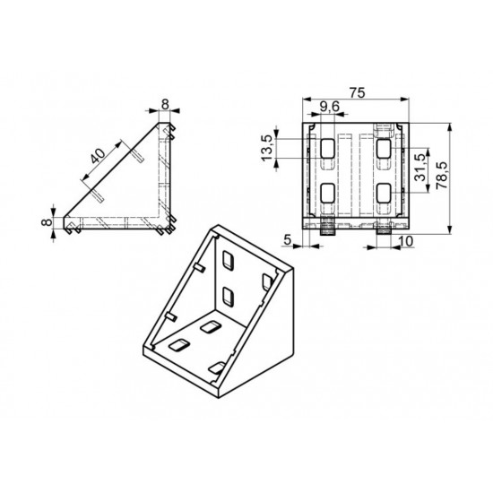 Sarokelem - 80x80 - Alu változat