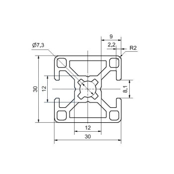 Aluprofil - 30x30 Két oldalon zárt 180°