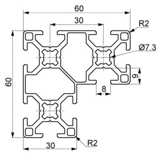 Aluprofil - wp-60x60x30