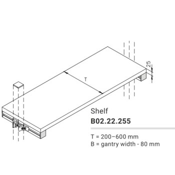 Doboztartó konzol - munkalap nélkül - T=400mm