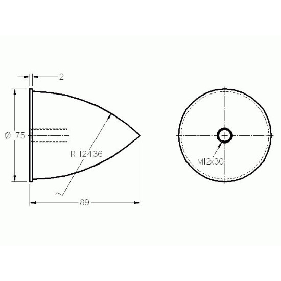 Gumi ütközőbak - M12 - D75 - 89