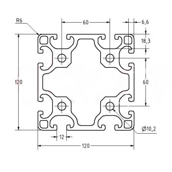 Aluprofil 120x120 Könnyű