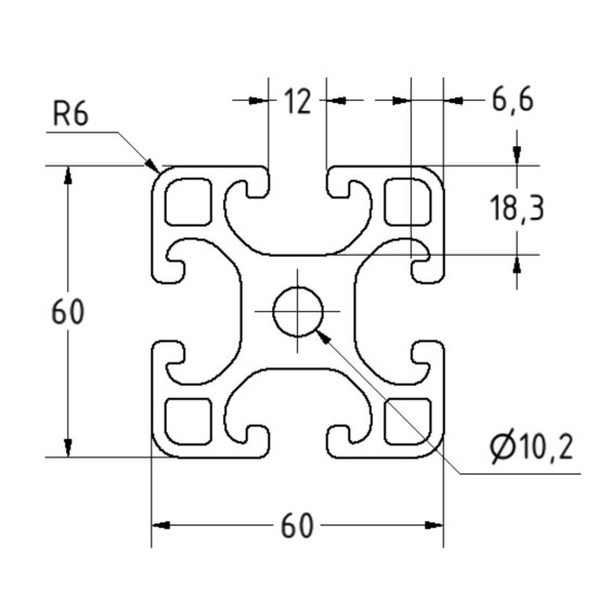 Aluprofil 60x60 Könnyű