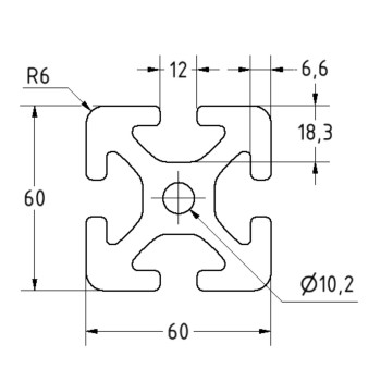 Aluprofil 60x60 Nehéz