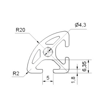 Aluprofil - R20-90 - Fekete