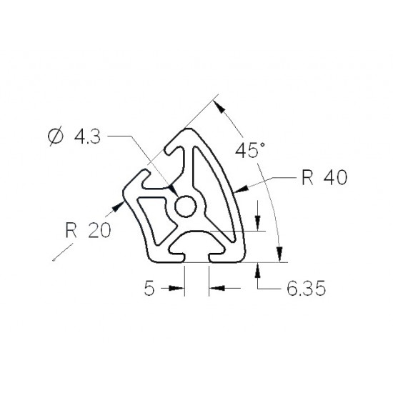 Aluprofil - r20x40 - 45