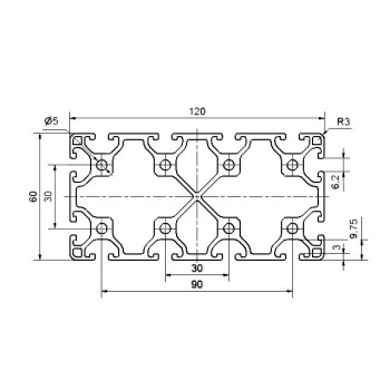 Aluprofil - 120x60 Könnyű