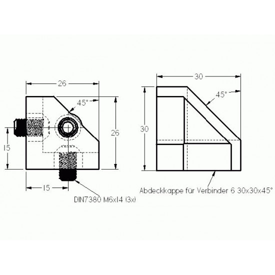 Sarokösszekötő - 3D - 30x30 - 45 - Készlet