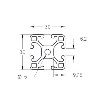 Aluprofil - 30x30 Könnyű - Fekete