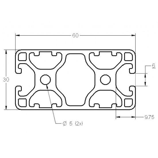 Aluprofil - 60x30 Könnyű  - Két oldalon zárt - 180 (60)