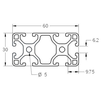 Aluprofil - 60x30 Könnyű - Fekete