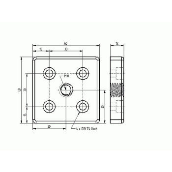 Talplemez - 60x60 - M10 - Fekete