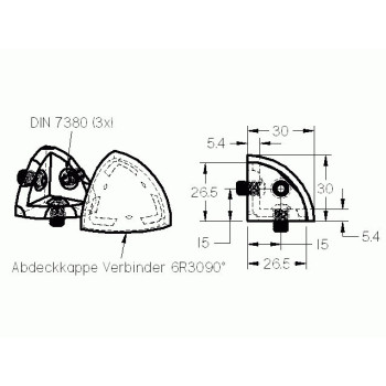 Sarokösszekötő - 3D - 30x30 - 90 - Készlet