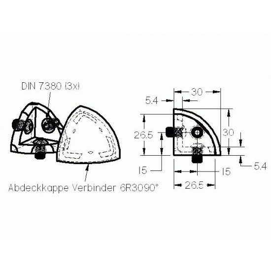 Sarokösszekötő - 3D - 30x30 - 90 - Készlet