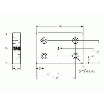 Talplemez -  120x80 - M10 - Alu