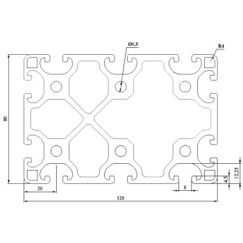 Aluprofil - 120x80 Könnyű