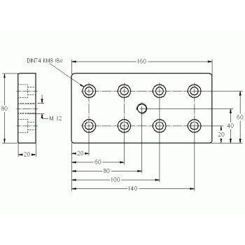 Talplemez -  160x80 - M12 - Alu