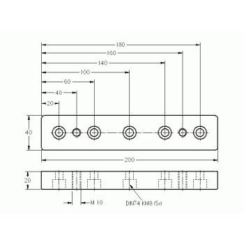 Talplemez -  200x40 - M10 - Alu