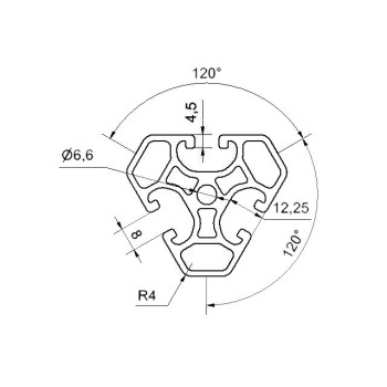 Aluprofil - 3x40-120°